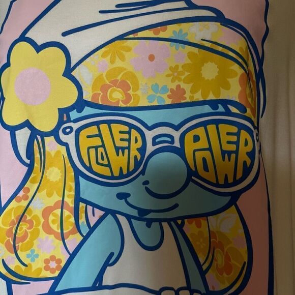 X Unique Vintage White Smurfette Boxy Cropped Soft Short Sleeve T-shirt 2X/18 - Picture 3 of 7